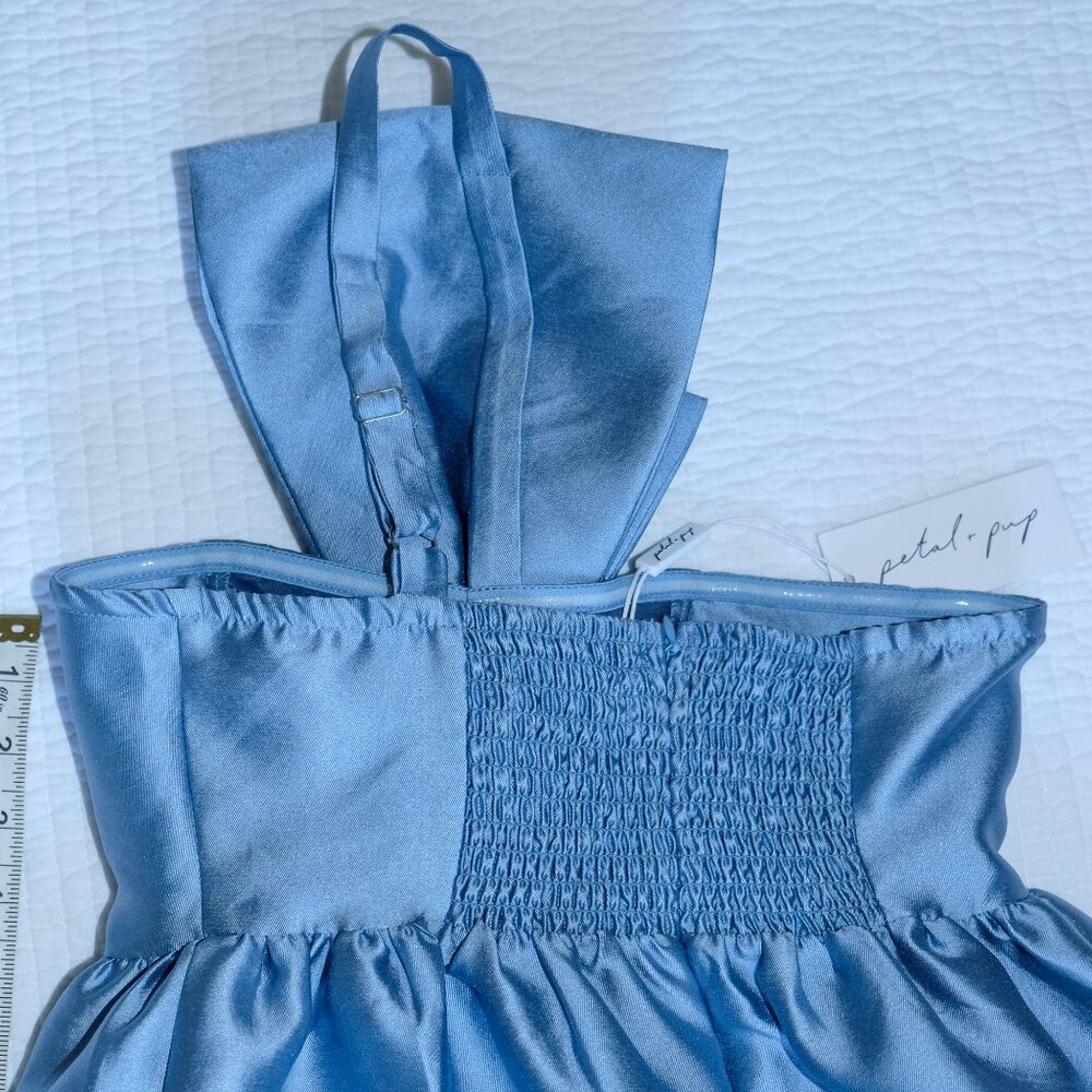 NWT Petal & Pup Betina Bow Satin Maxi Dress Blue Formal Wedding Guest Nordstrom - Picture 5 of 16